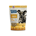 Grain-free chicken freeze-dried raw dog food meal or topper by Montana Dog Food Co, shown in a close-up image.