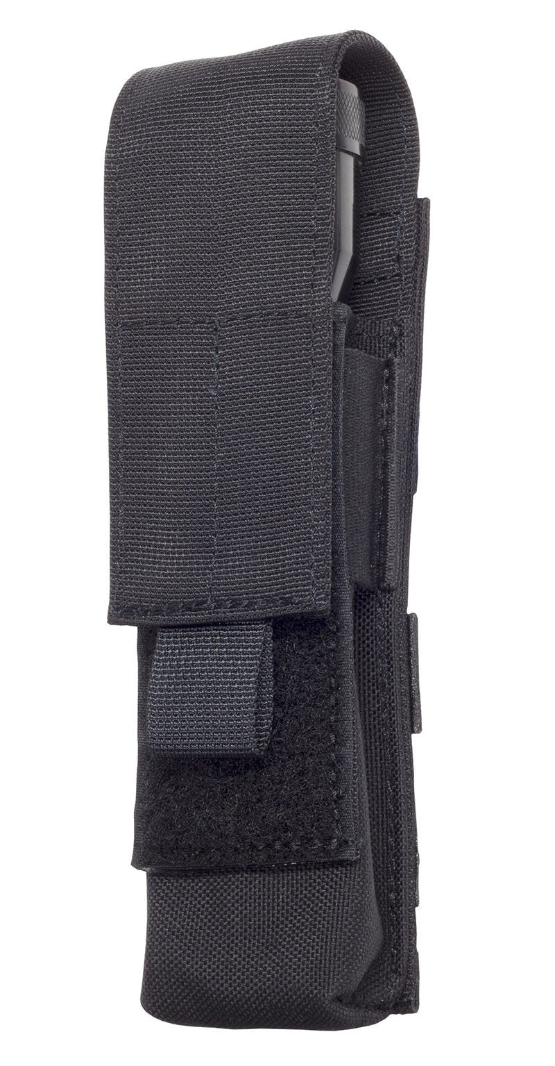 Tactical MOLLE flashlight pouch by Elite Survival Systems with adjustable straps and durable nylon material.