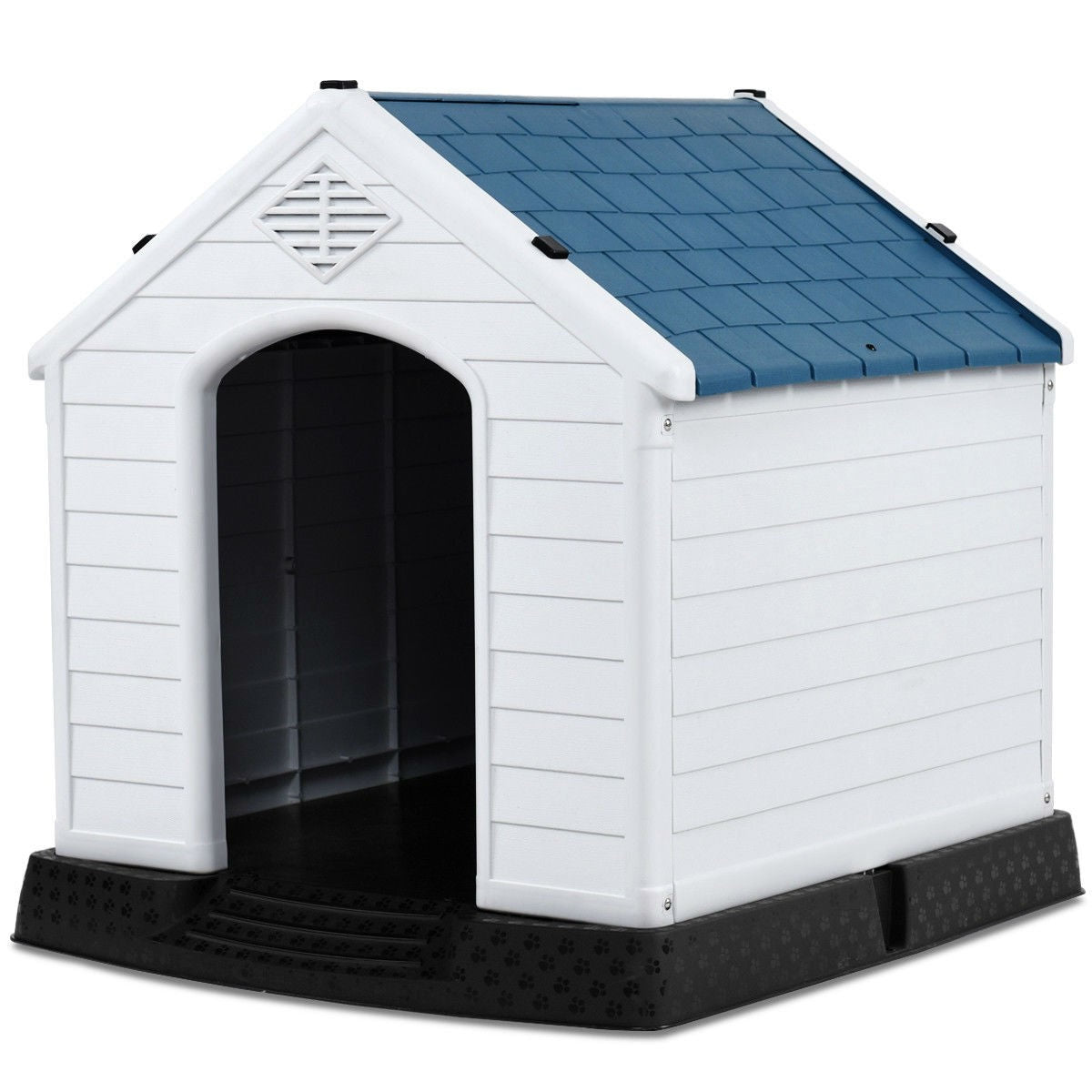 Medium size Outdoor Heavy Duty Blue and White Plastic Dog House - OVERLANDERS Outfitter