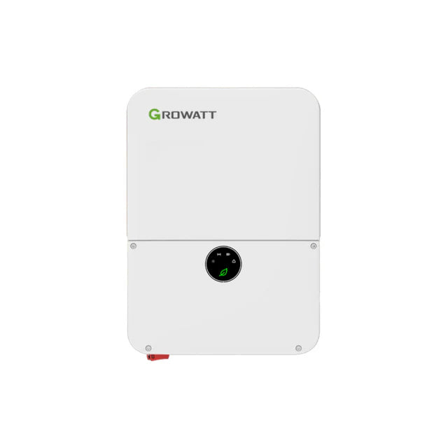 Growatt 11.4kW grid-tie inverter from Portable Sun LLC, model MIN 11400TL-XH-US, showing the unit with digital display and cooling vents.