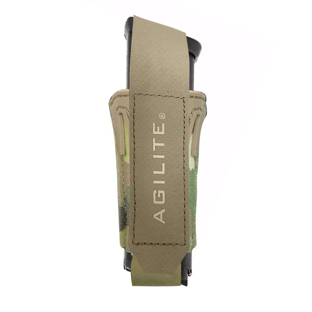 HCC Tactical Pincer Pistol Single Pouch with flap for tactical gear storage, designed for easy access and secure carry.