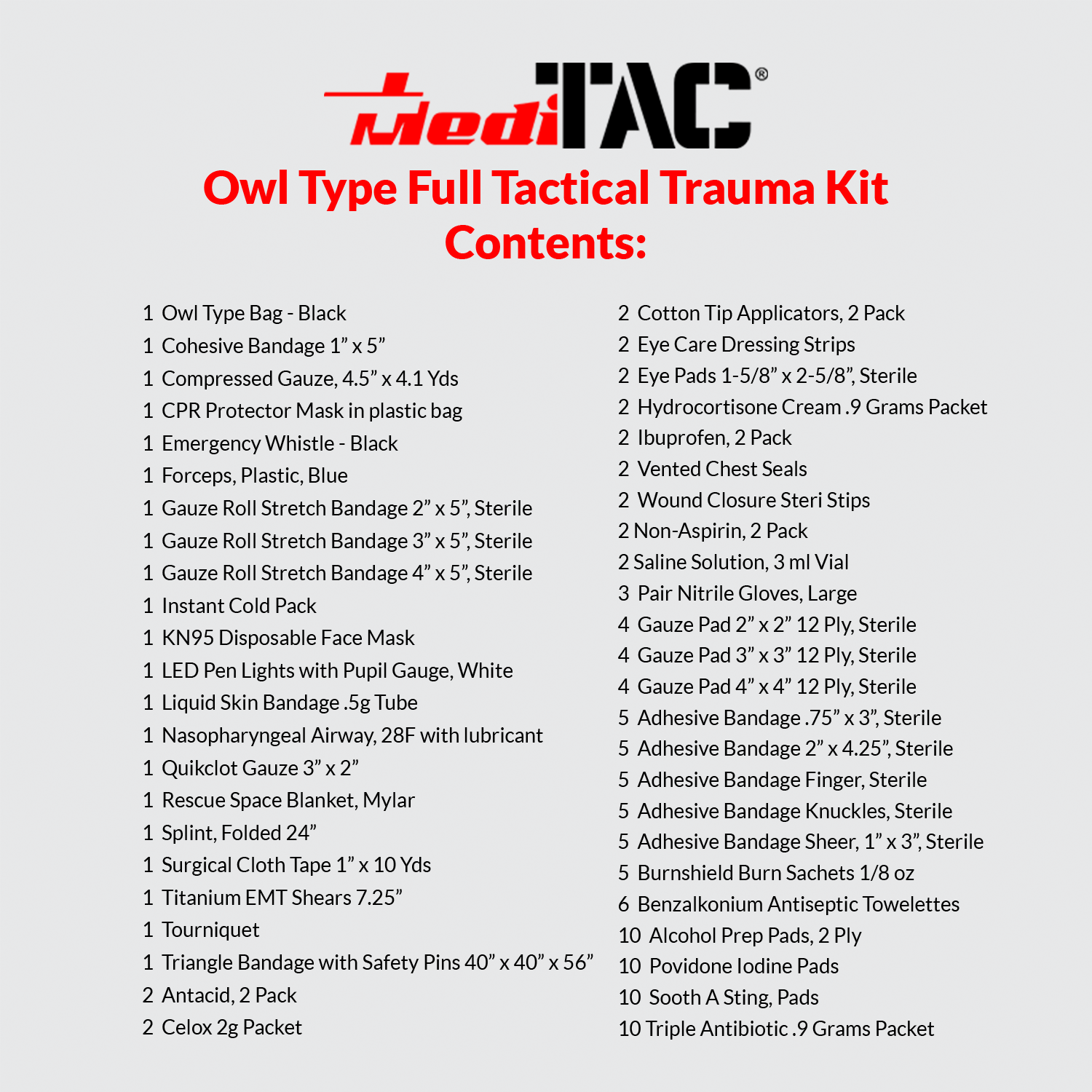 Small Rip-Away Owl Type Full Tactical Trauma Kit - We The Collective