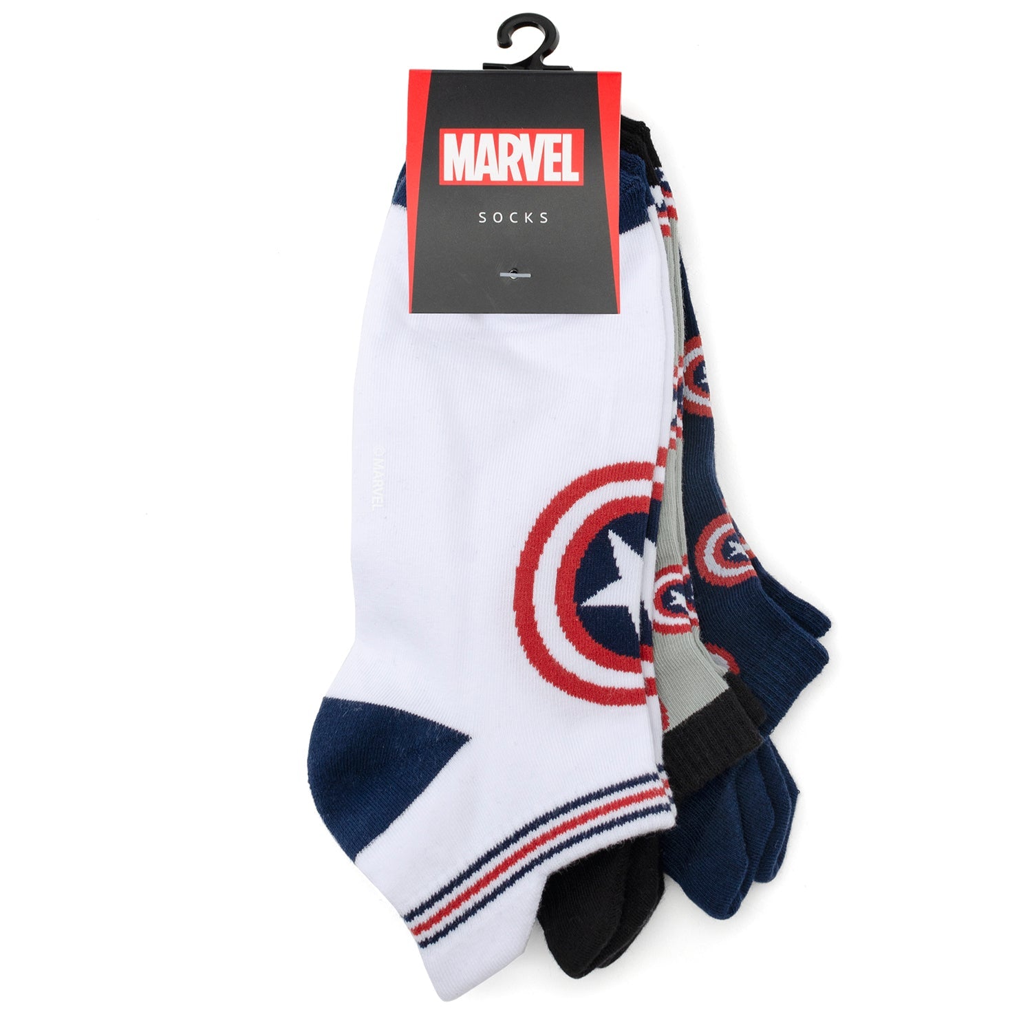 Marvel Captain America Ankle Socks 3-Pack and Lapel Pin Gift Set - OVERLANDERS Outfitter