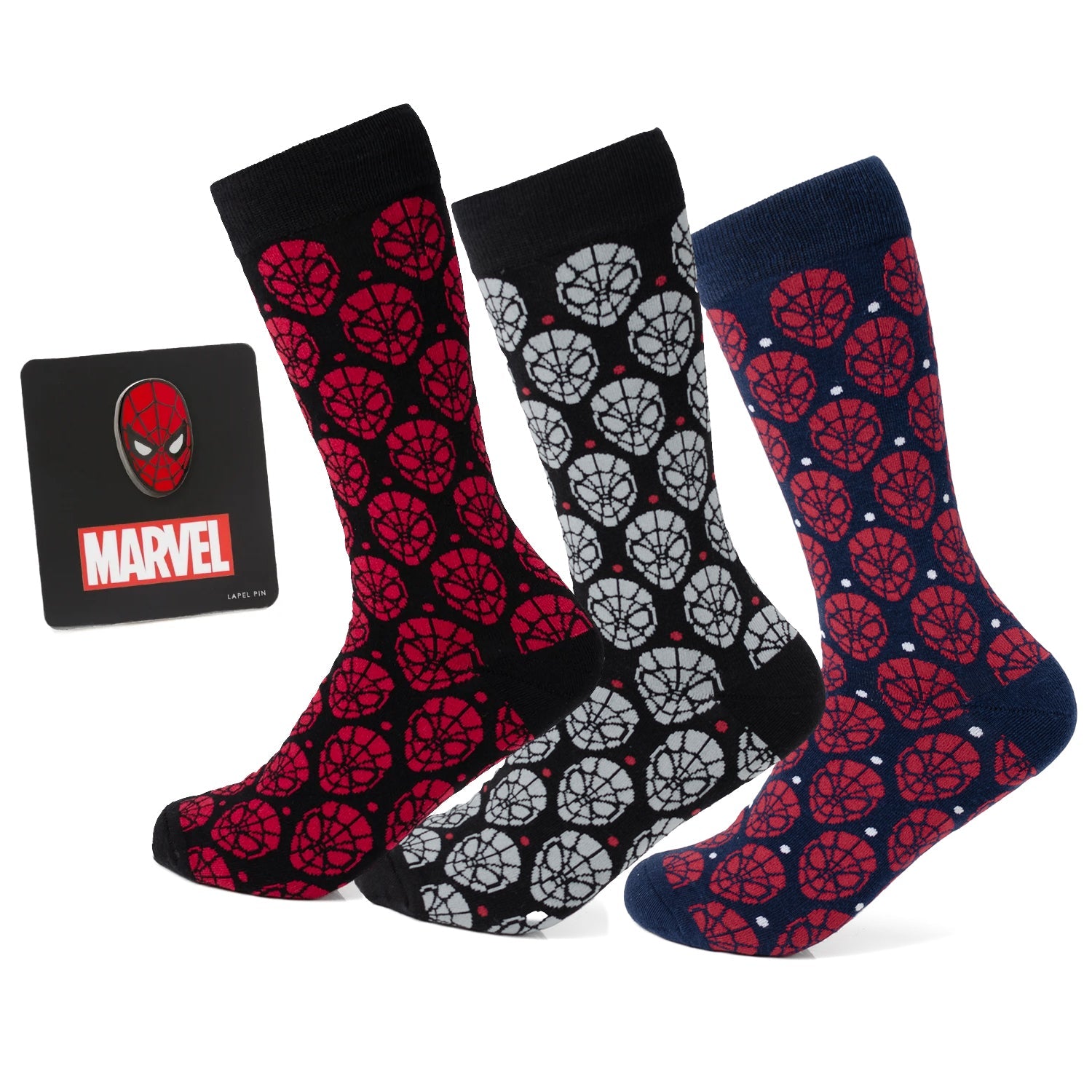 Marvel Spider-Man Dot 3 Pack Socks and Lapel Pin Gift Set - OVERLANDERS Outfitter