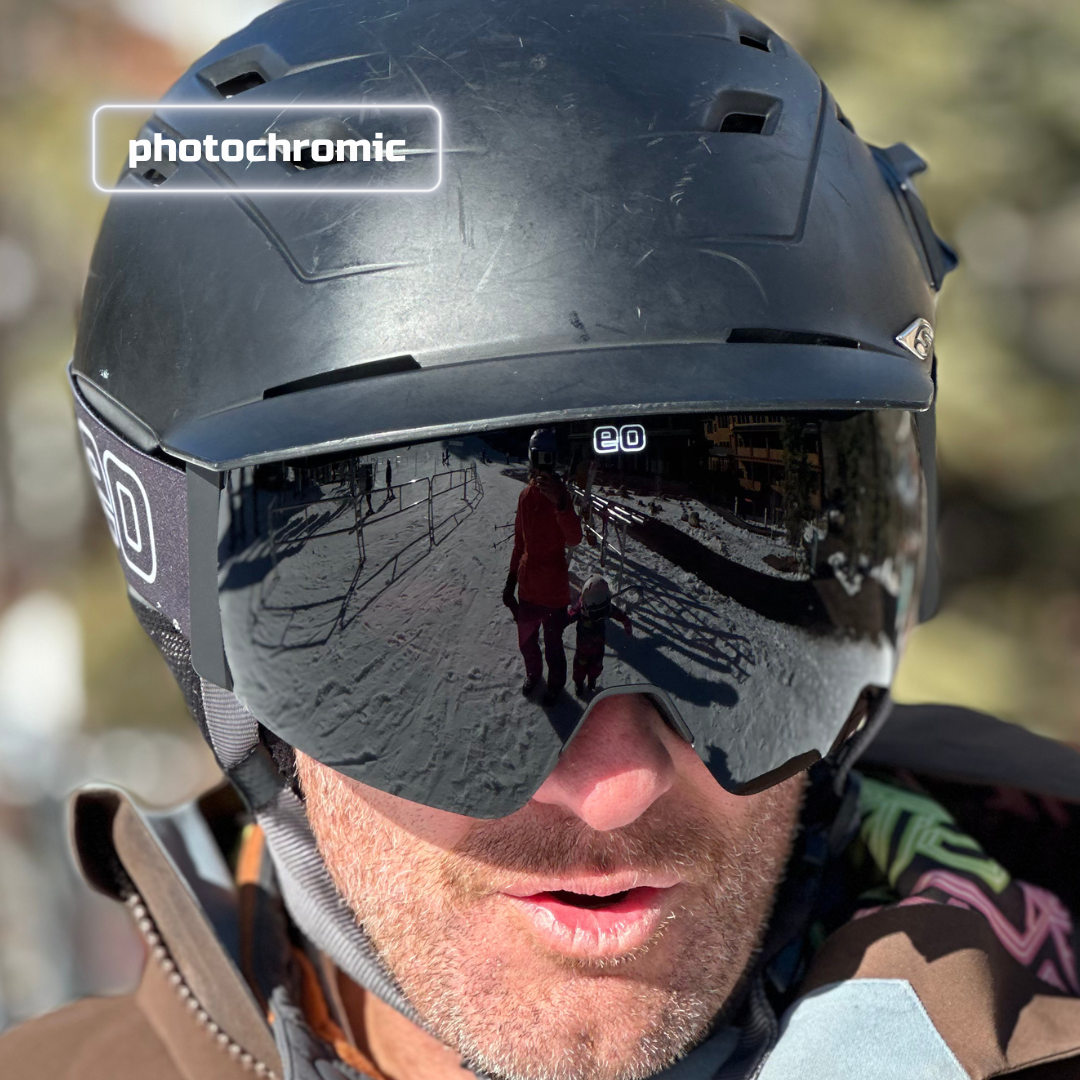 Eastern Outer Mach Schnell MAG photochromic ski and snowboard goggles with a sleek black design and dark lens.