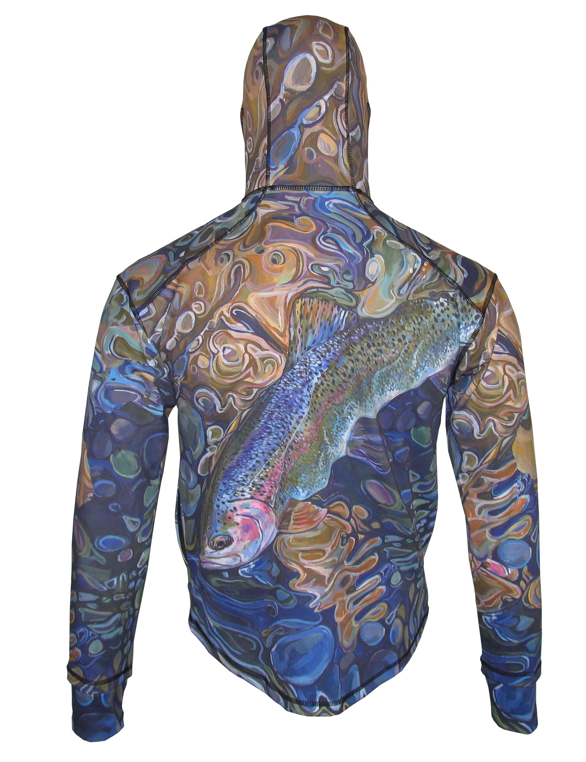 Cognito Magic Waters 1/4-Zip FlexShell fishing hoodie with fleece material, shown from the back view with a high collar and zip closure.