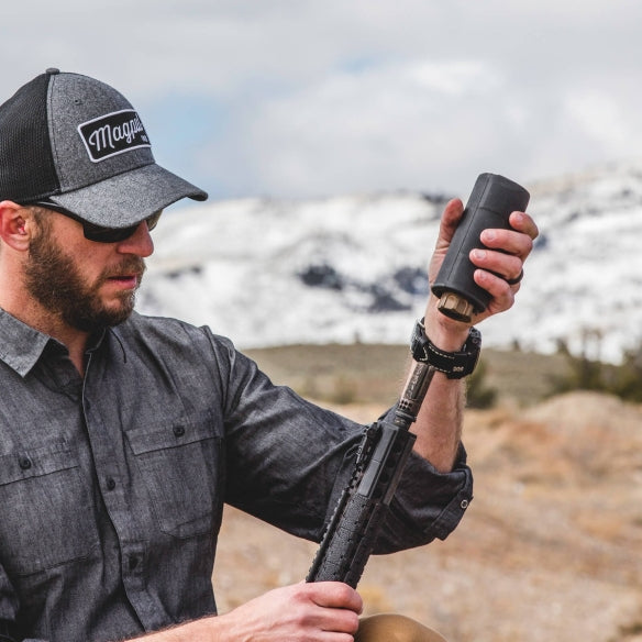 Magpul 5.5-inch tactical suppressor cover by HCC Tactical, designed for firearm suppressors, with durable heat-resistant material.