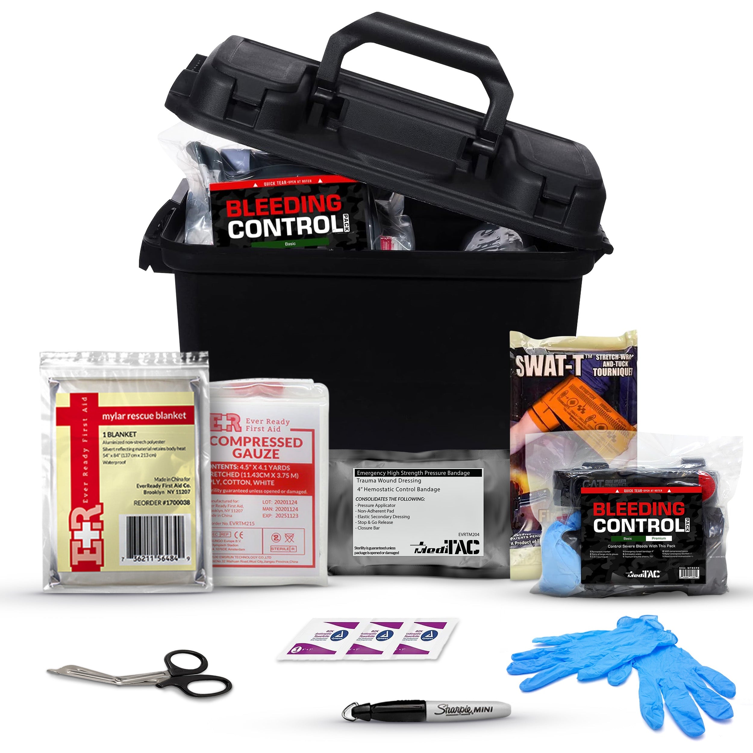 Bleeding Control Kit - 4 Vacuum Sealed Kits in Plastic Case - OVERLANDERS Outfitter