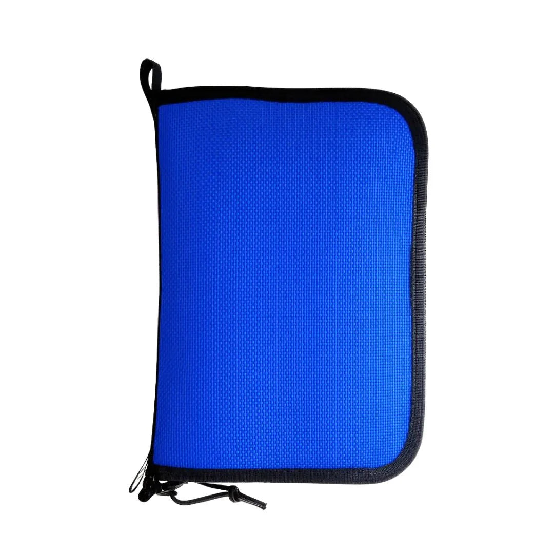 Large blue and black zippered Major Dopp Bag by Recycled Firefighter, made from recycled materials for travel or toiletries.