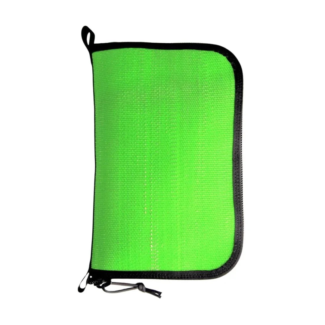 Large green and black zippered Major Dopp Bag by Recycled Firefighter, durable travel and toiletry bag with sturdy design