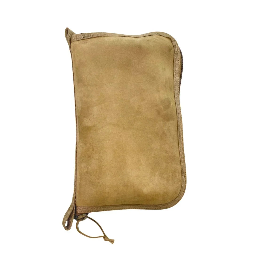 Large Major Dopp Bag by Recycled Firefighter, zippered leather travel bag in Coyote color, durable and eco-friendly design.