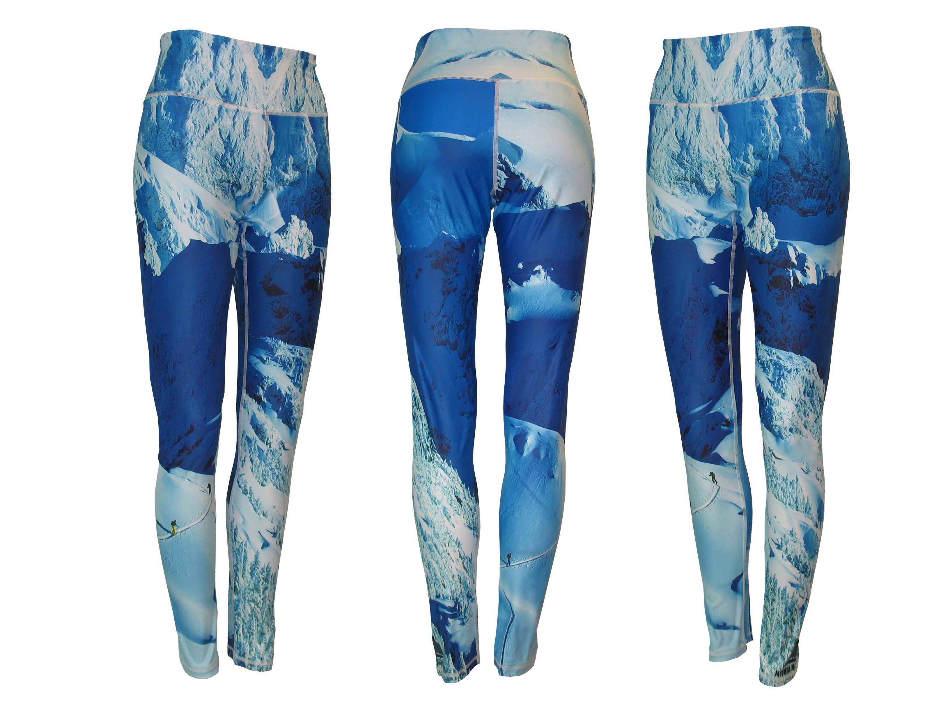 Making Tracks mountain print patterned all sport leggings by Cognito Brands, Inc. featuring a vibrant mountain design on stretchy fabric.