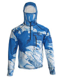 Making Tracks heavyweight 1/4-zip FlexShell mountain hoodie with neck gaiter, in black fleece, by Cognito Brands.