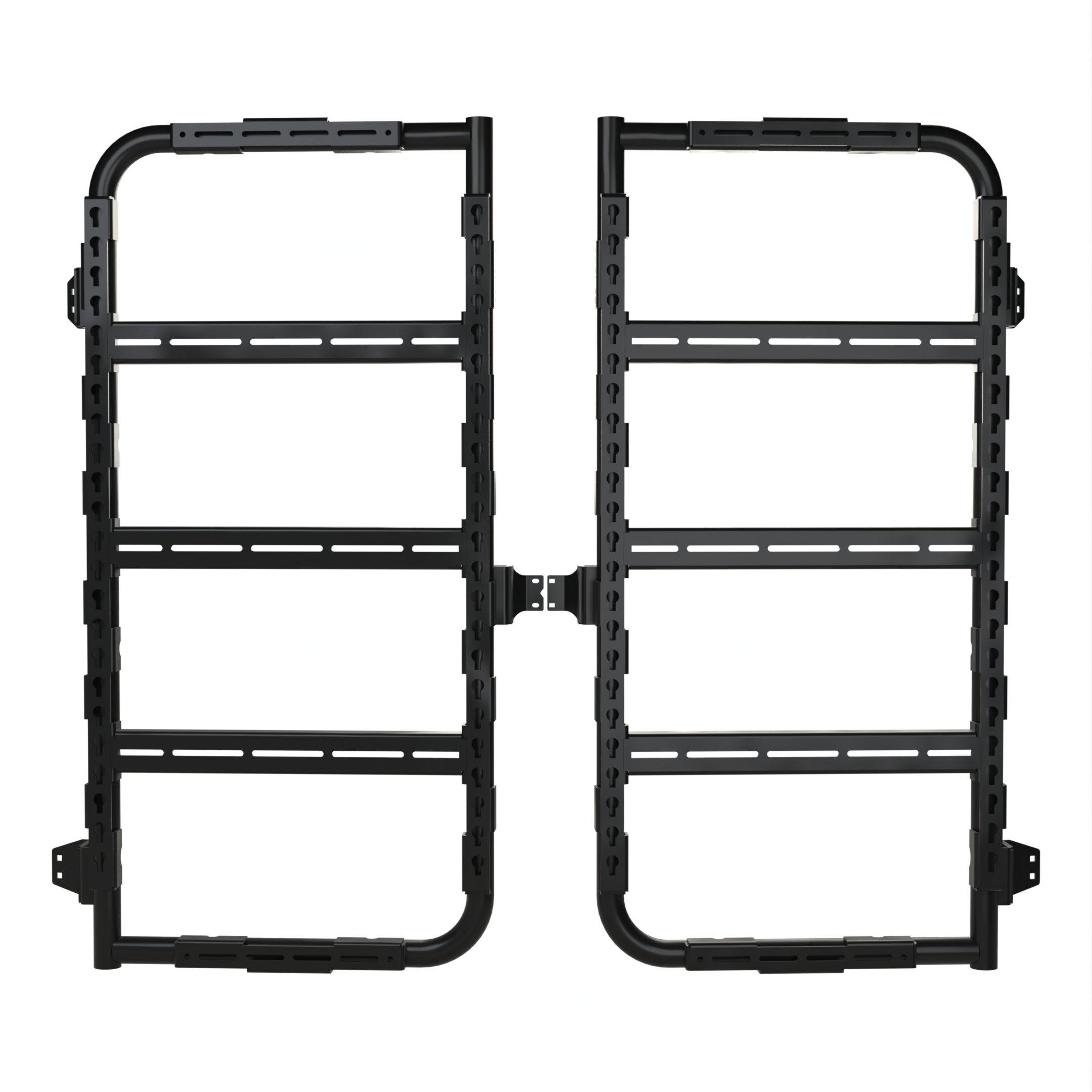 Avatar Offroad Massif van rear door storage mounting system installed on both doors, showcasing durable construction and secure attachment.