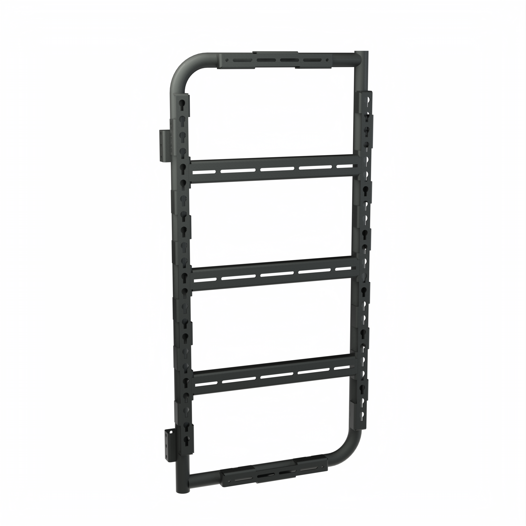 Avatar Offroad Massif Van Rear Door Storage Mounting System installed on a van rear door with mounting brackets and accessories.