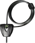 Small MasterLock Python Cable Lock by Chuck with coiled steel cable and key lock mechanism for security.