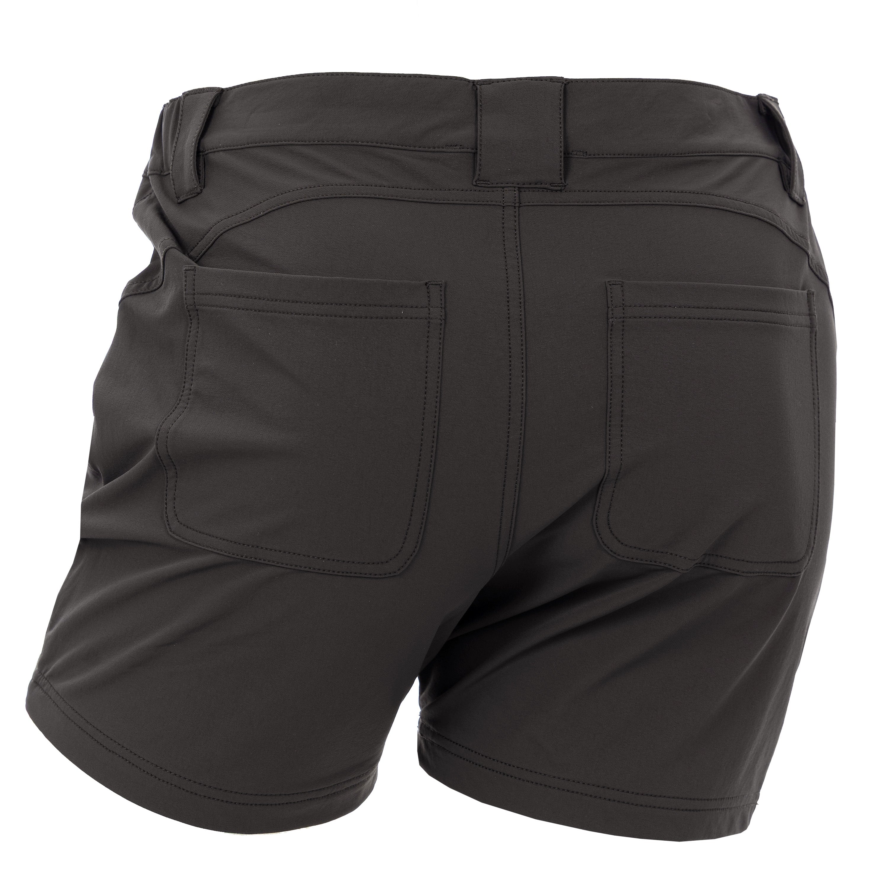 Back view of DSG OUTERWEAR Mave Short in charcoal, showcasing the casual fit and fabric texture.