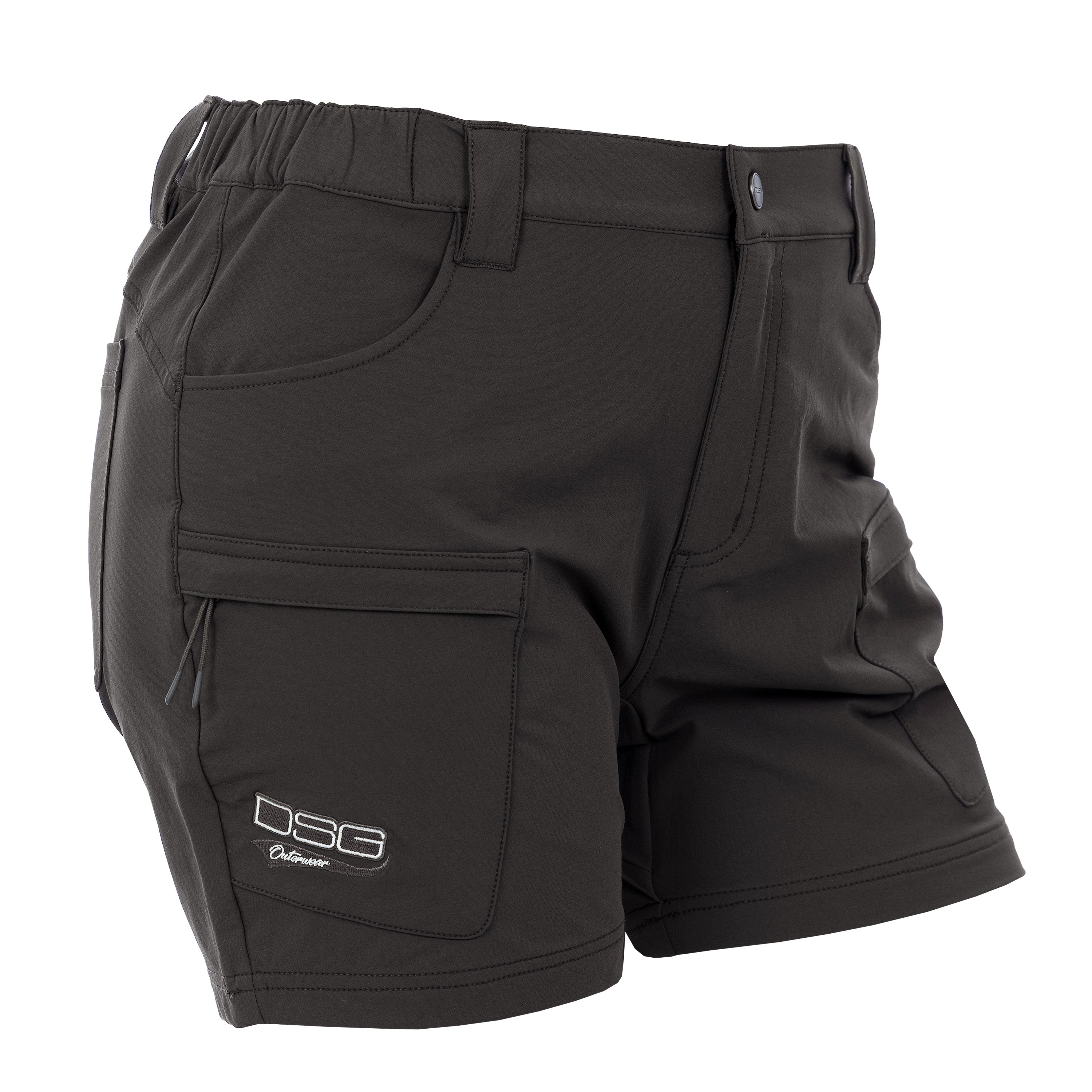 Charcoal DSG OUTERWEAR Mave shorts shown from the side, featuring a casual fit and stylish design.