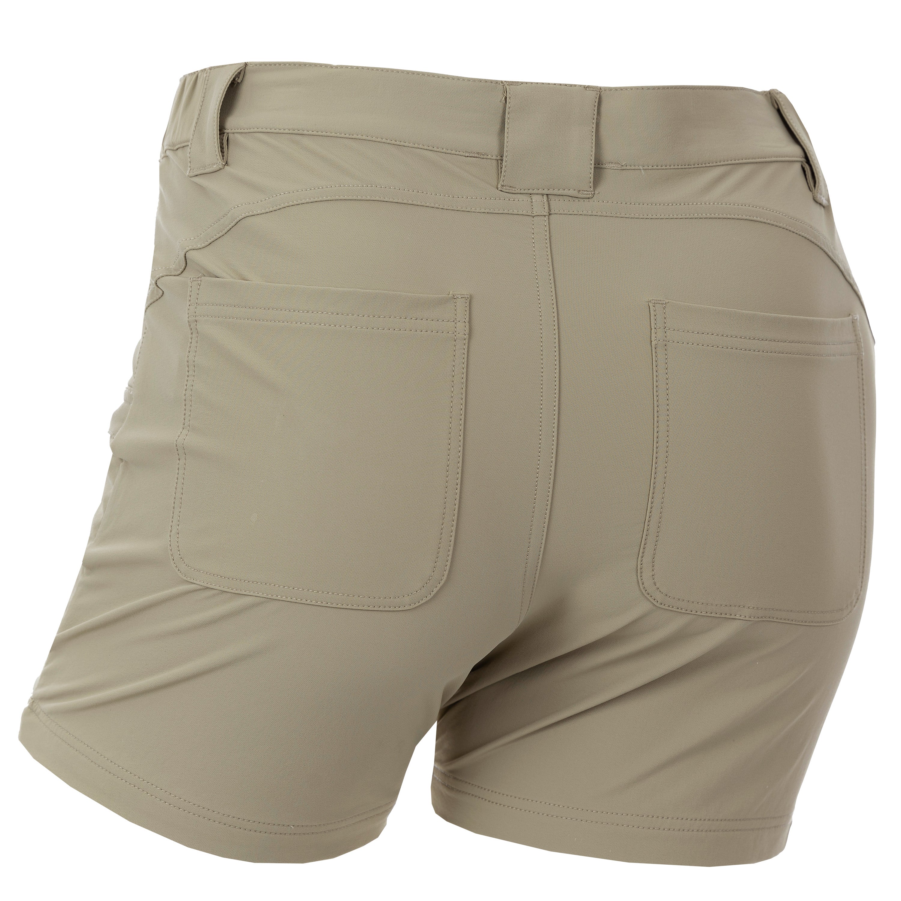 Khaki Mave shorts by DSG OUTERWEAR, shown from the back view, featuring casual fit and lightweight fabric for comfortable wear.