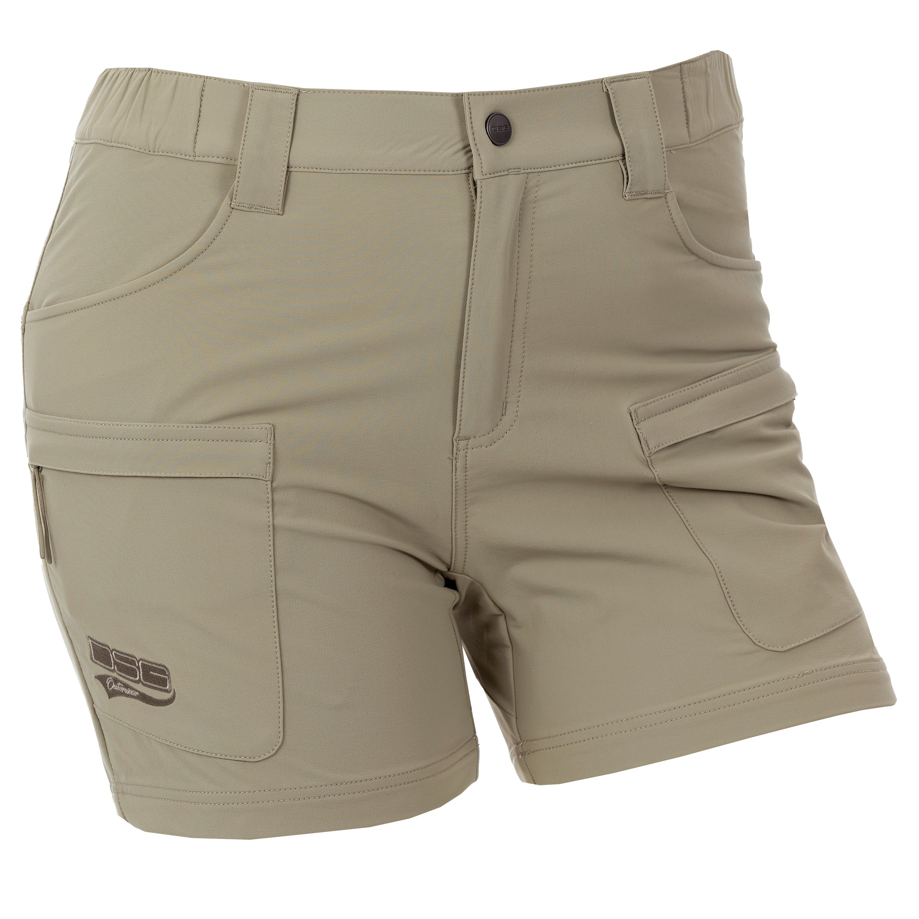 Khaki DSG OUTERWEAR Mave Short displayed from the front view, showcasing the casual fit and design details.
