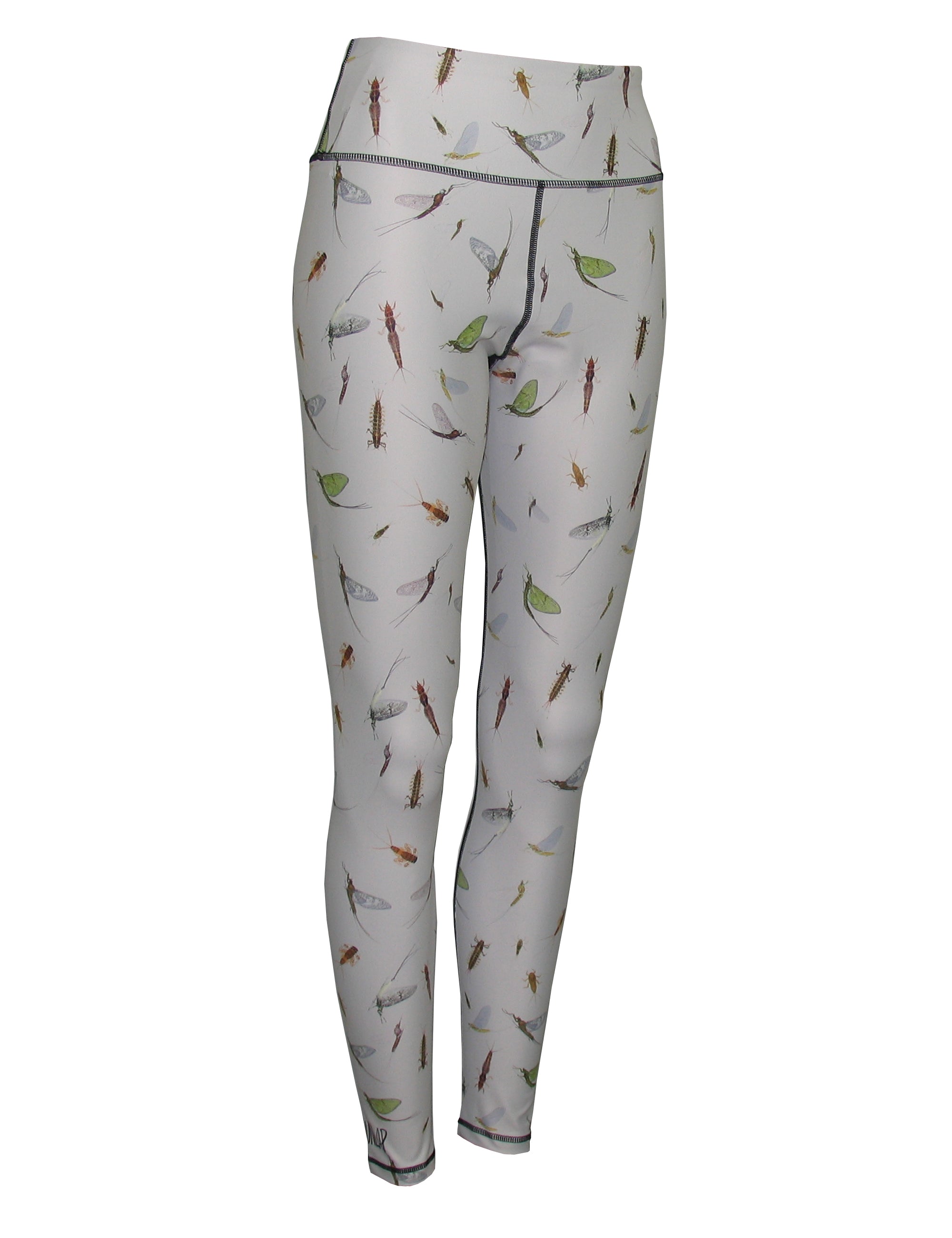 Mayfly fish print patterned all sport leggings by Cognito Brands, Inc., featuring vibrant aquatic-inspired design and flexible fit.