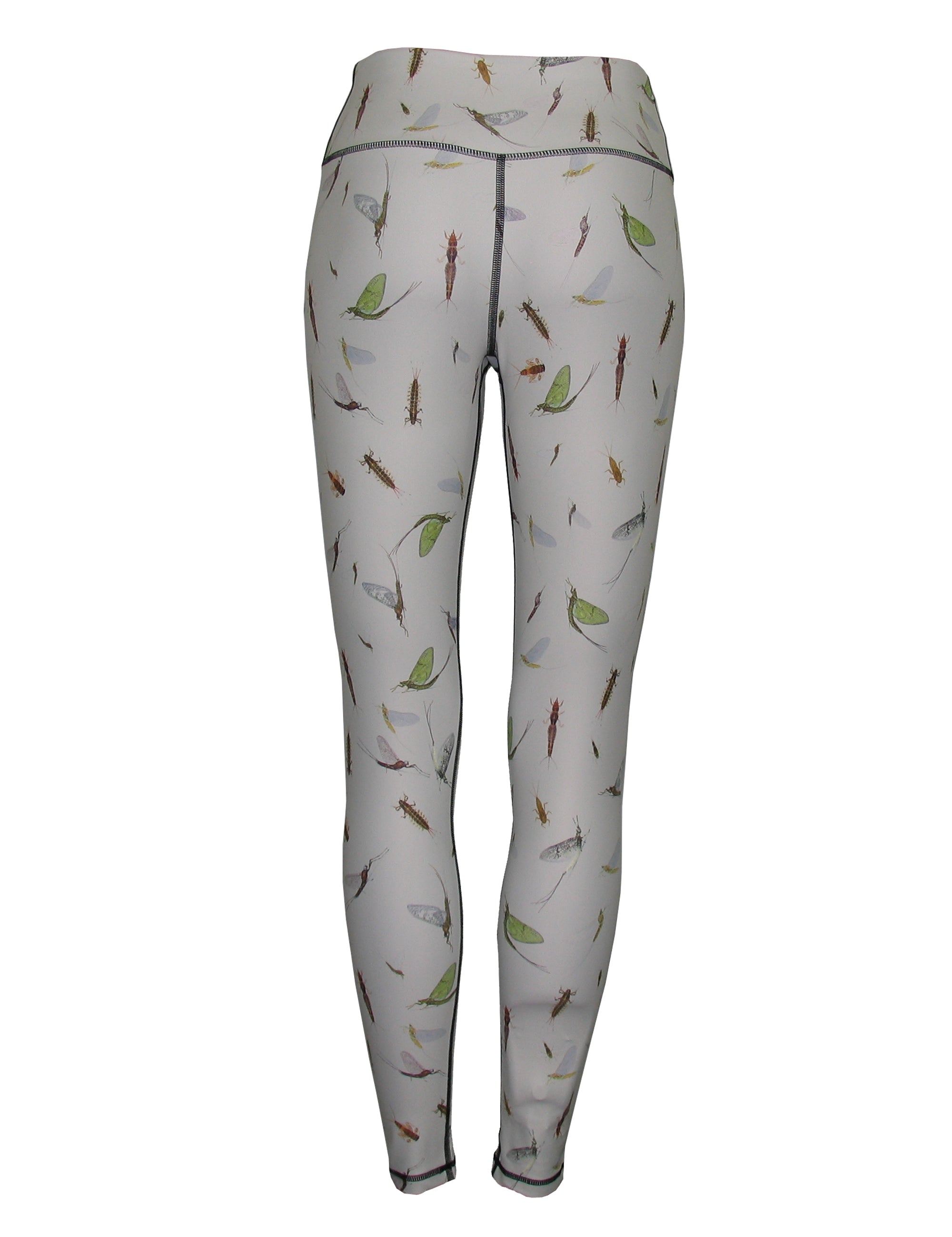 Mayfly fish print patterned all sport leggings by Cognito Brands, Inc., showing vibrant aquatic design and stretchy athletic fit.