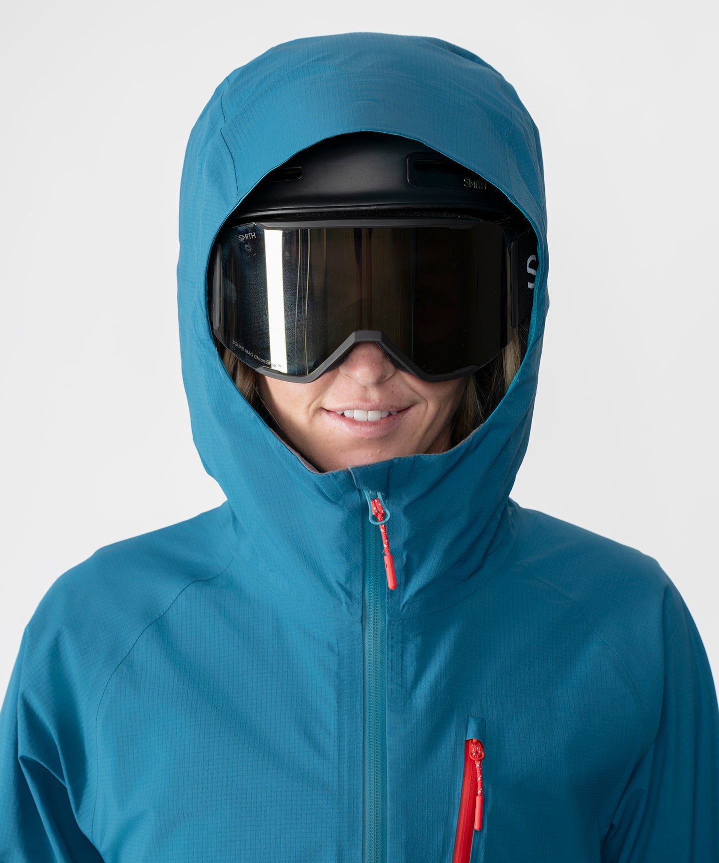 Dark teal Strafe Outerwear Meadow 3L shell jacket displayed with a front view showcasing its waterproof material and design.