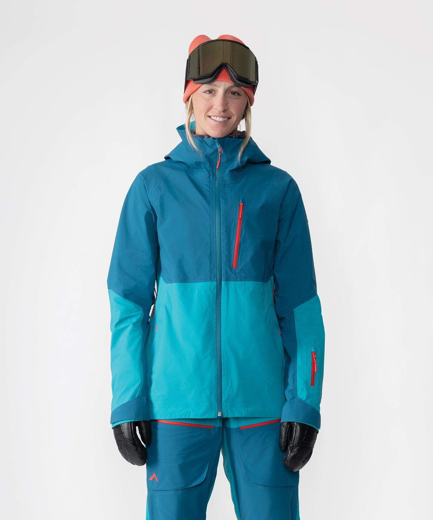 Strafe Outerwear Meadow 3L Shell Jacket in dark teal, showcasing a waterproof design with adjustable hood and pockets.