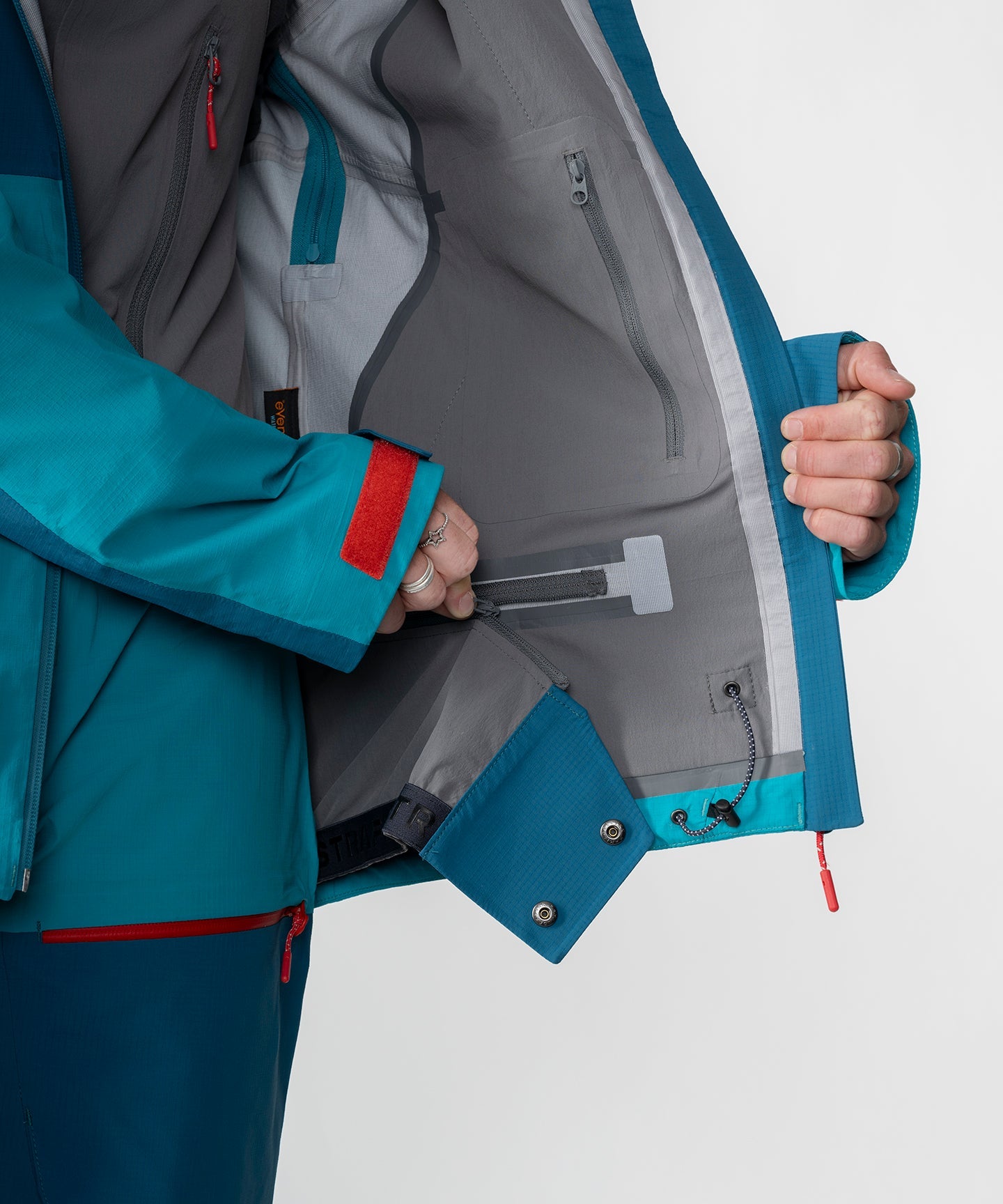 Strafe Outerwear Meadow 3L Shell Jacket in dark teal, featuring a sleek design and weather-resistant fabric.