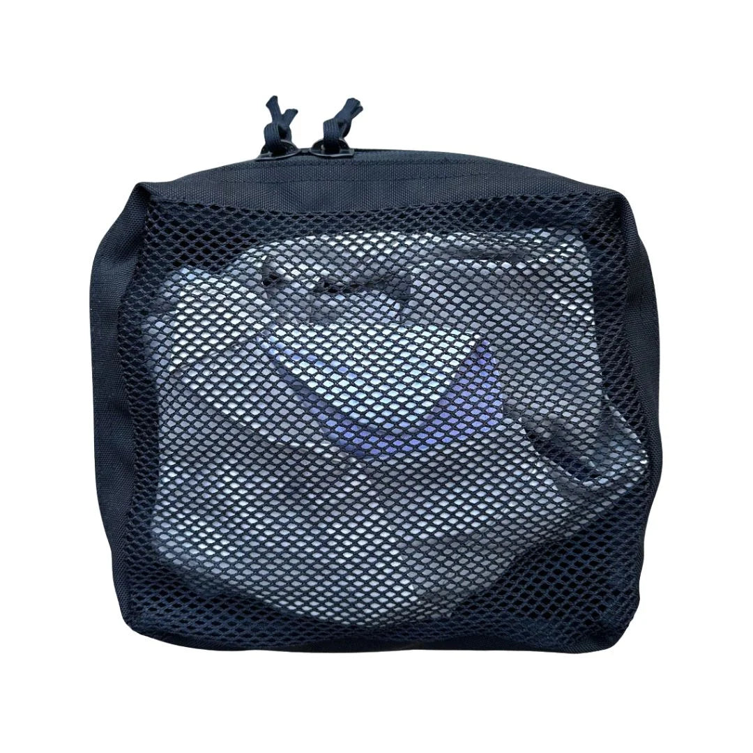 Recycled Firefighter Mesh 12Hr Pouch Set with zippered mesh bags for organization and storage.