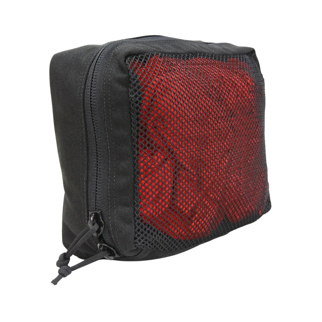 Set of Recycled Firefighter Mesh 12Hr Pouches with zippers, designed for organized storage and durable use.