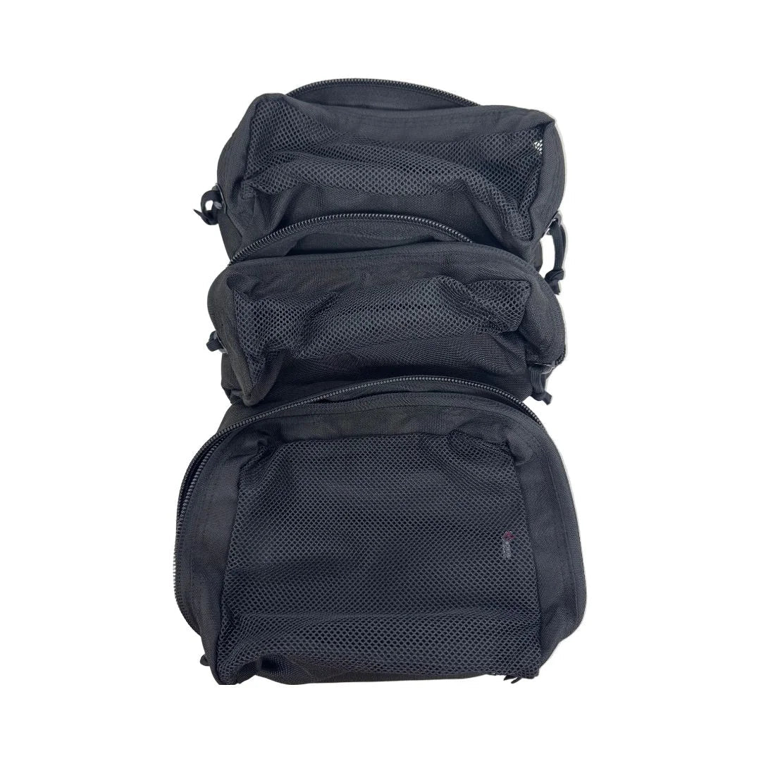 Recycled Firefighter 12 Hour Rigid Pouch Set with zippered mesh pouches for organized storage and easy access.