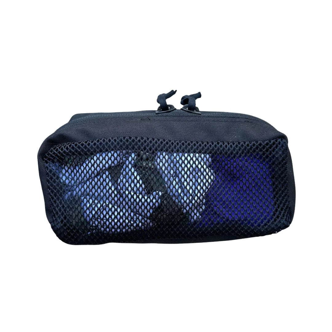 Recycled Firefighter Mesh 12Hr Pouch Set with zippered mesh bags for organizing medical or emergency supplies.