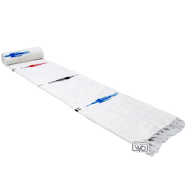 Namaste White Baja Thunderbird Yoga Blanket - OVERLANDERS Outfitter