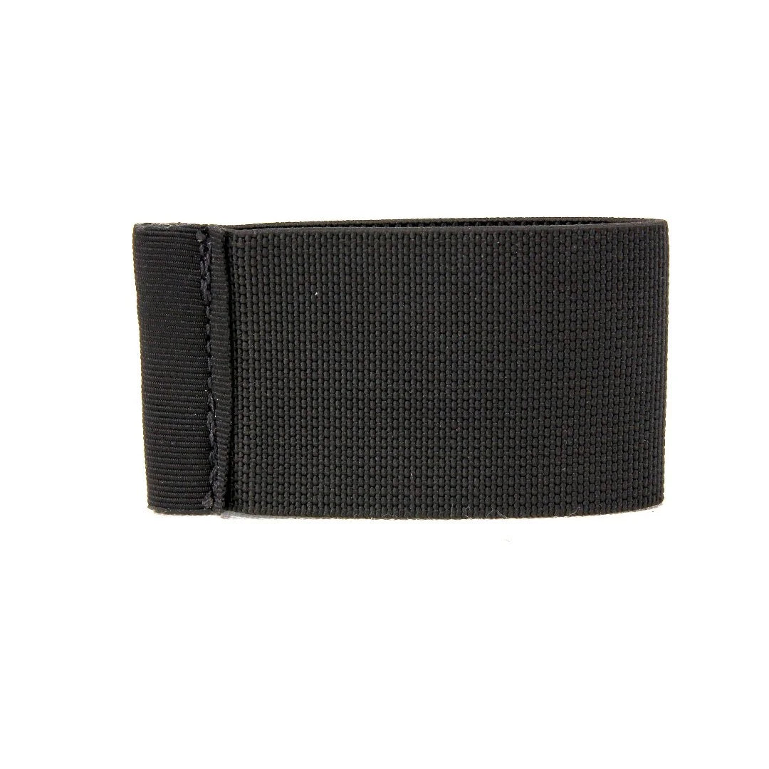 Black Recycled Firefighter minimalist elastic card band wallet with sleek, slim design and elastic strap for secure card storage.