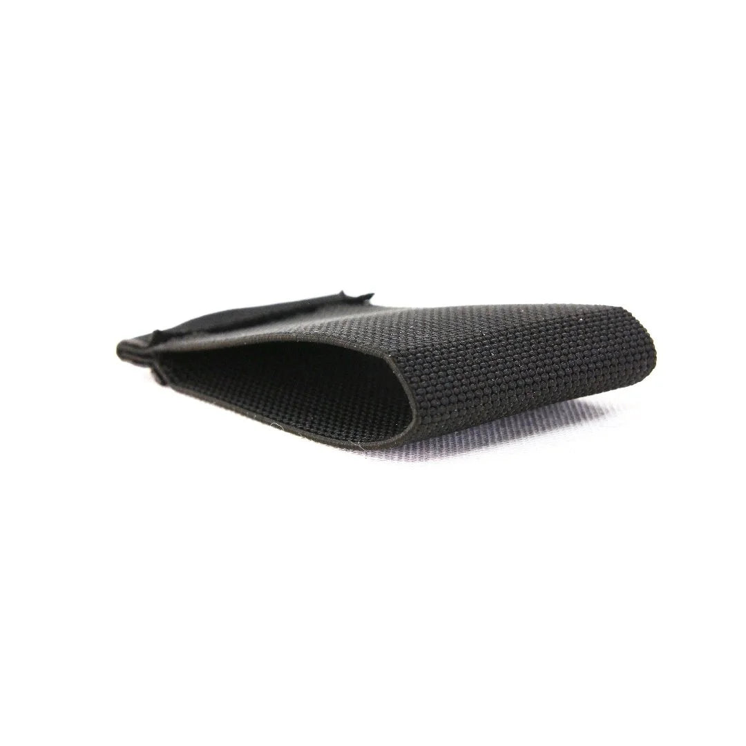 Black Recycled Firefighter minimalist elastic card band wallet with sleek design and slim profile for holding cards.
