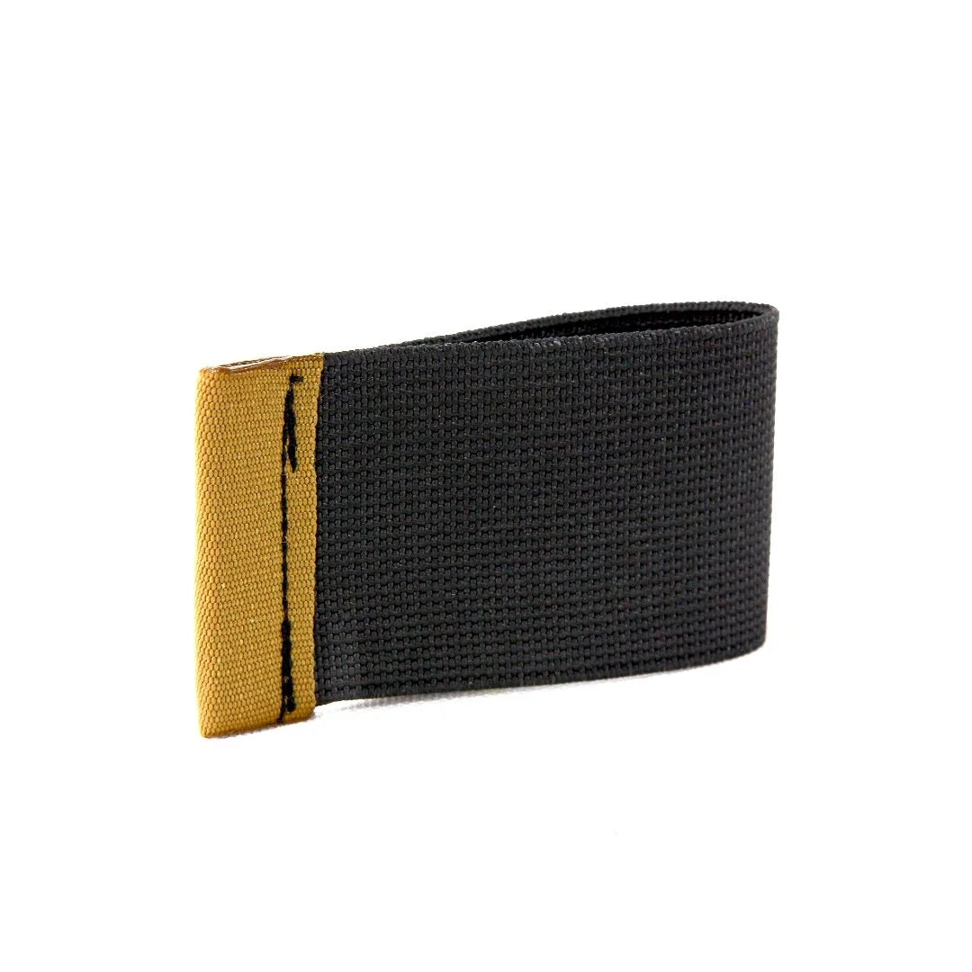 Recycled Firefighter minimalist elastic card band wallet in coyote color with sleek design and compact fit for cards and cash.