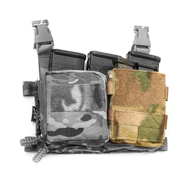 HCC Tactical Modulus Open Top Pouch in camouflage design, showcasing durable fabric and versatile attachment options.