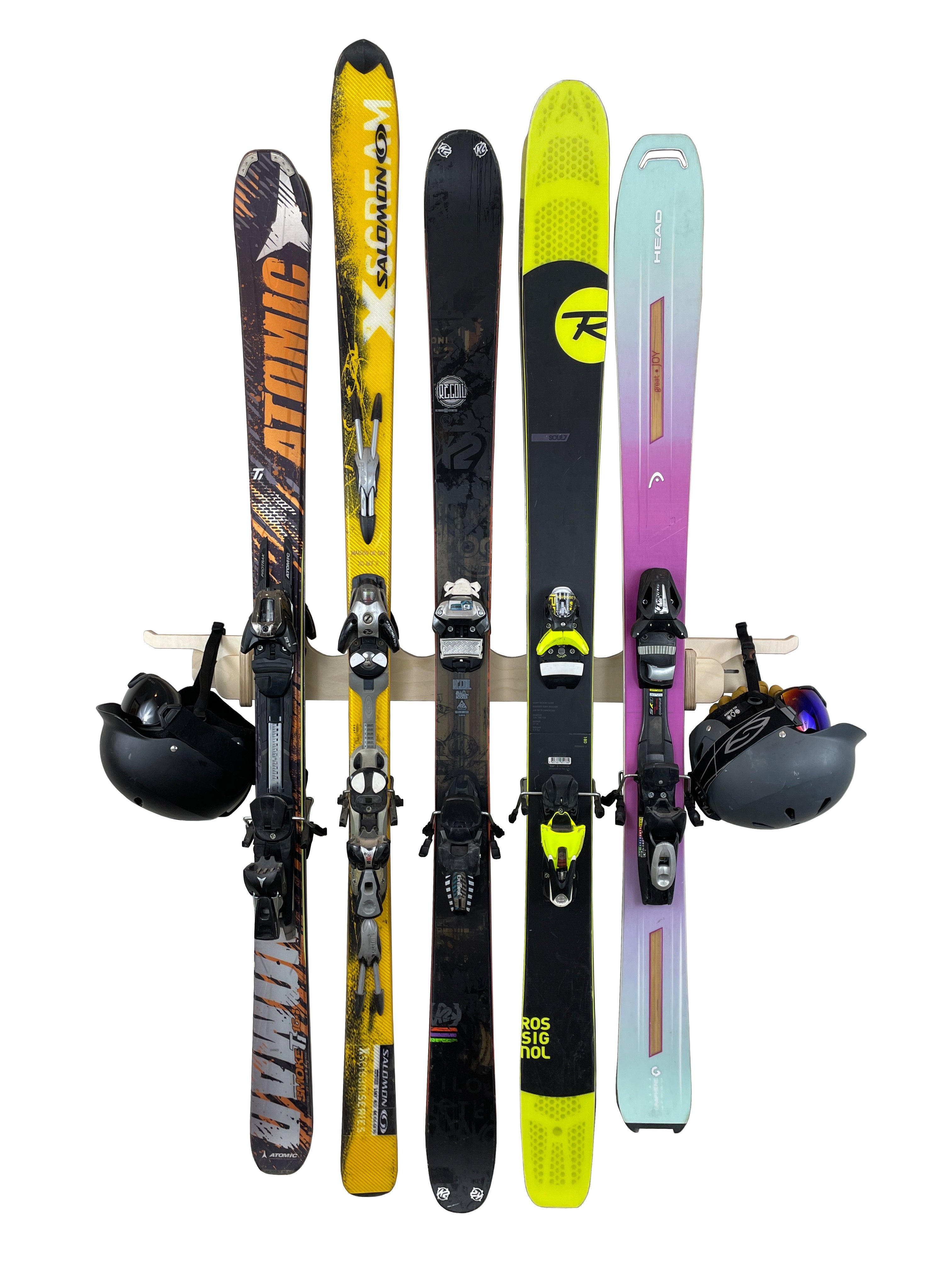 Rado Racks Mogul ski storage rack holding skis and poles, designed for organized ski equipment storage.
