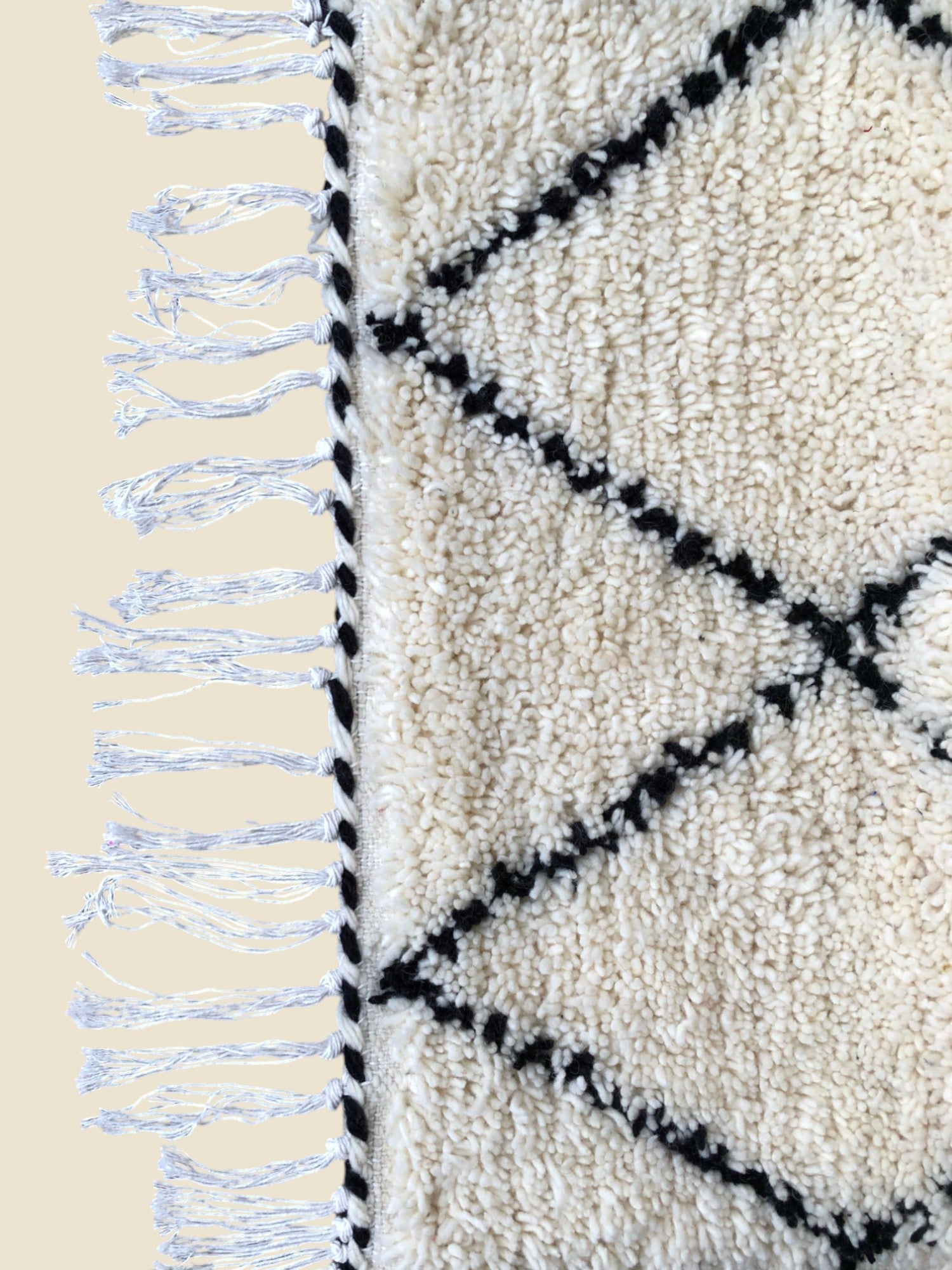 Aicha Moroccan Runner Rug – Black & White Wool - We The Collective