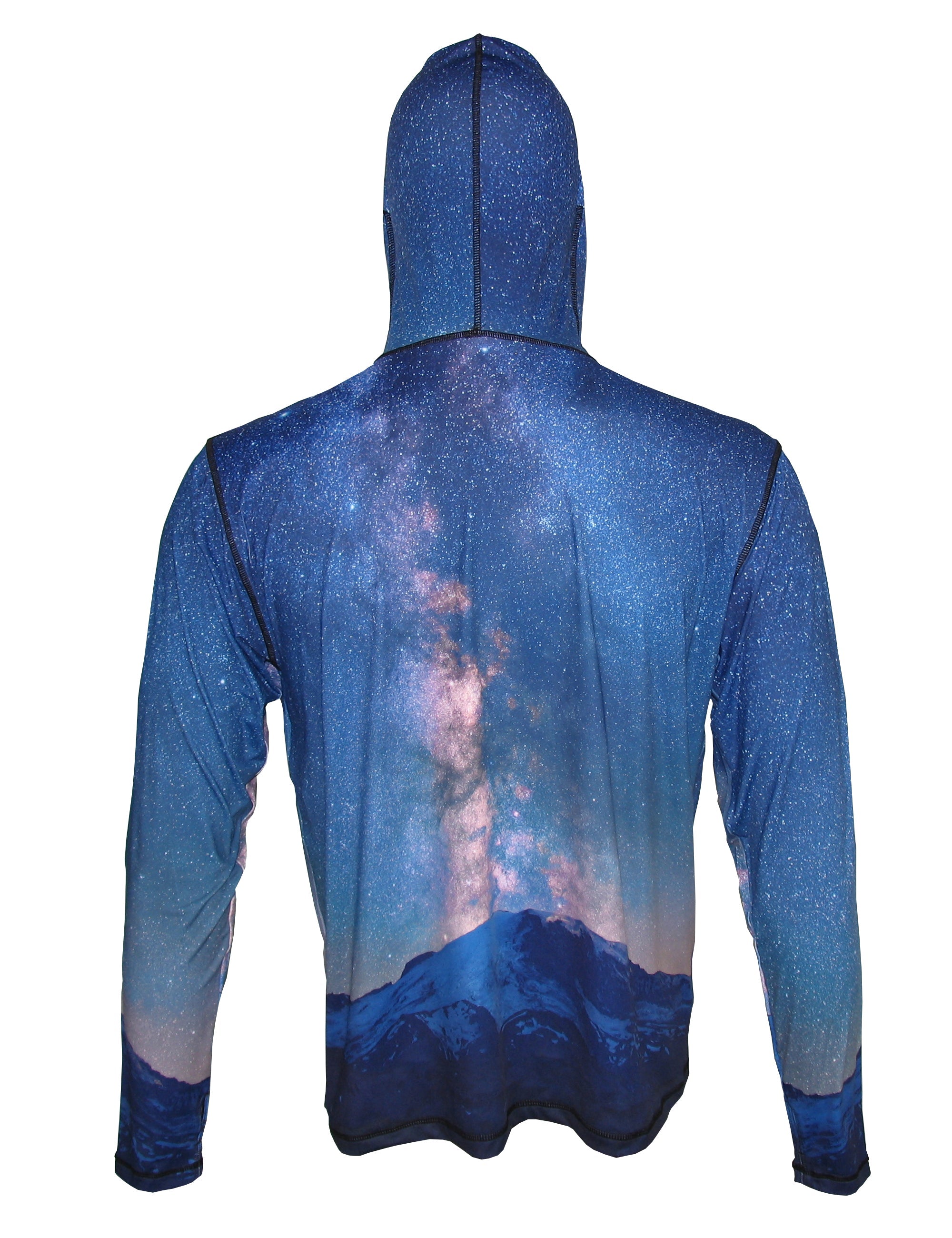 Mount Rainier sun protective wildlife graphic hoodie by Cognito Brands, Inc. with a mountain and wildlife design on the back.