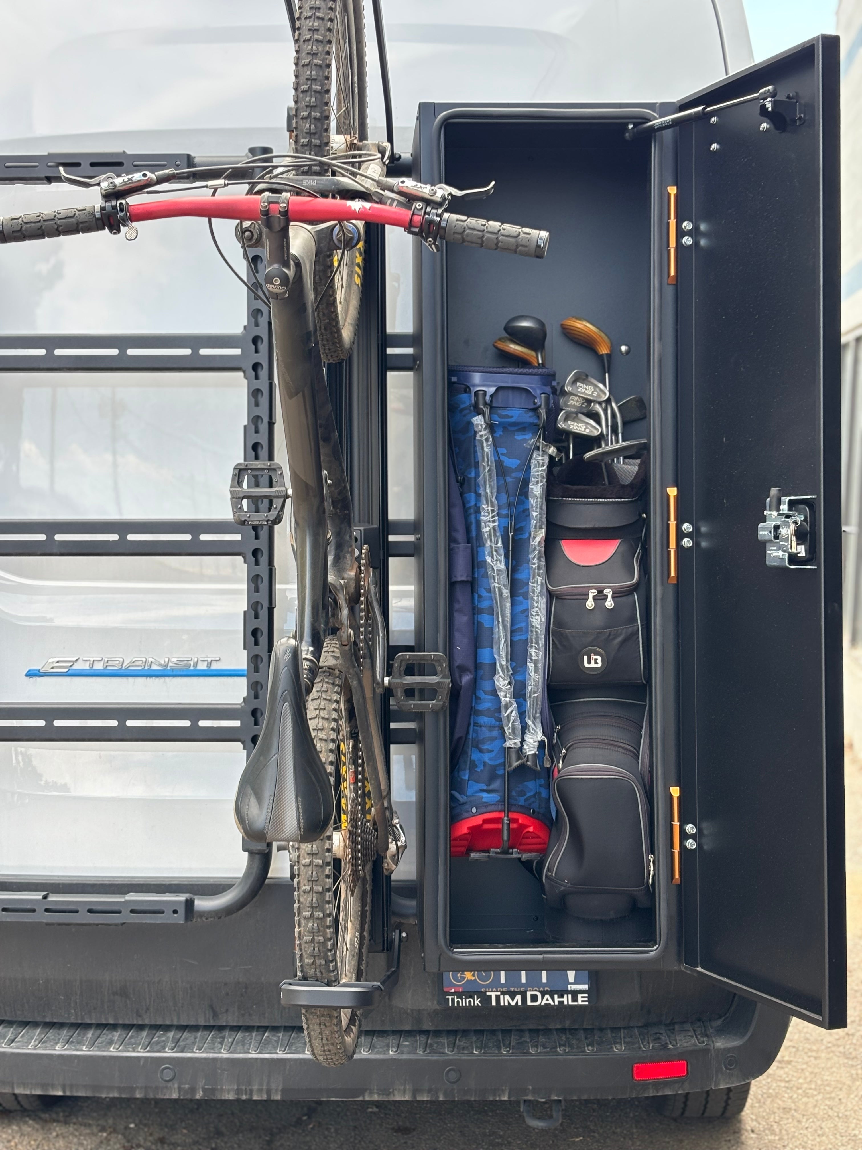Avatar Offroad Avatar Centi Van Storage Box mounted on a van for organized mountain bike gear storage.