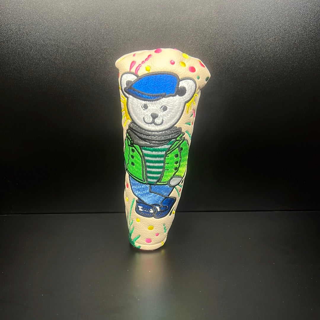 Mr. Bear golf club headcover by ParWestGolf featuring a plush bear design, fits standard-sized golf clubs.