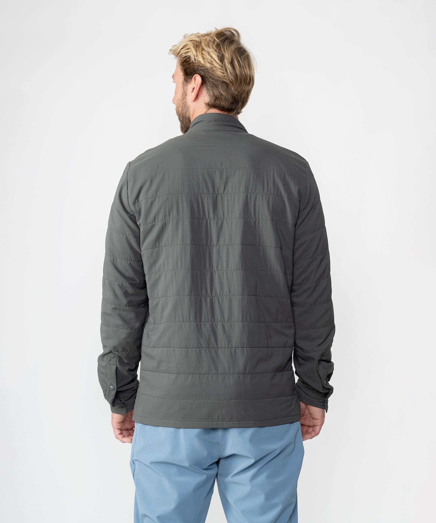 Strafe Outerwear M's Highlands shirt jacket in charcoal, featuring a mid-layer design and classic button-up style.