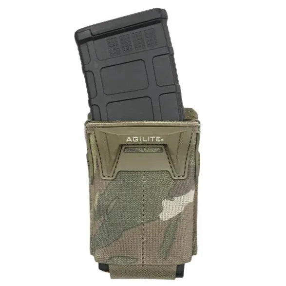 HCC Tactical Pincer™ Single Multi-Caliber Mag Pouch in MultiCam, designed for holding rifle magazines securely.