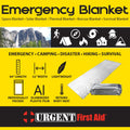 Lightweight emergency Mylar space blanket from QuakeKits, designed for thermal shelter and survival warmth in emergencies.