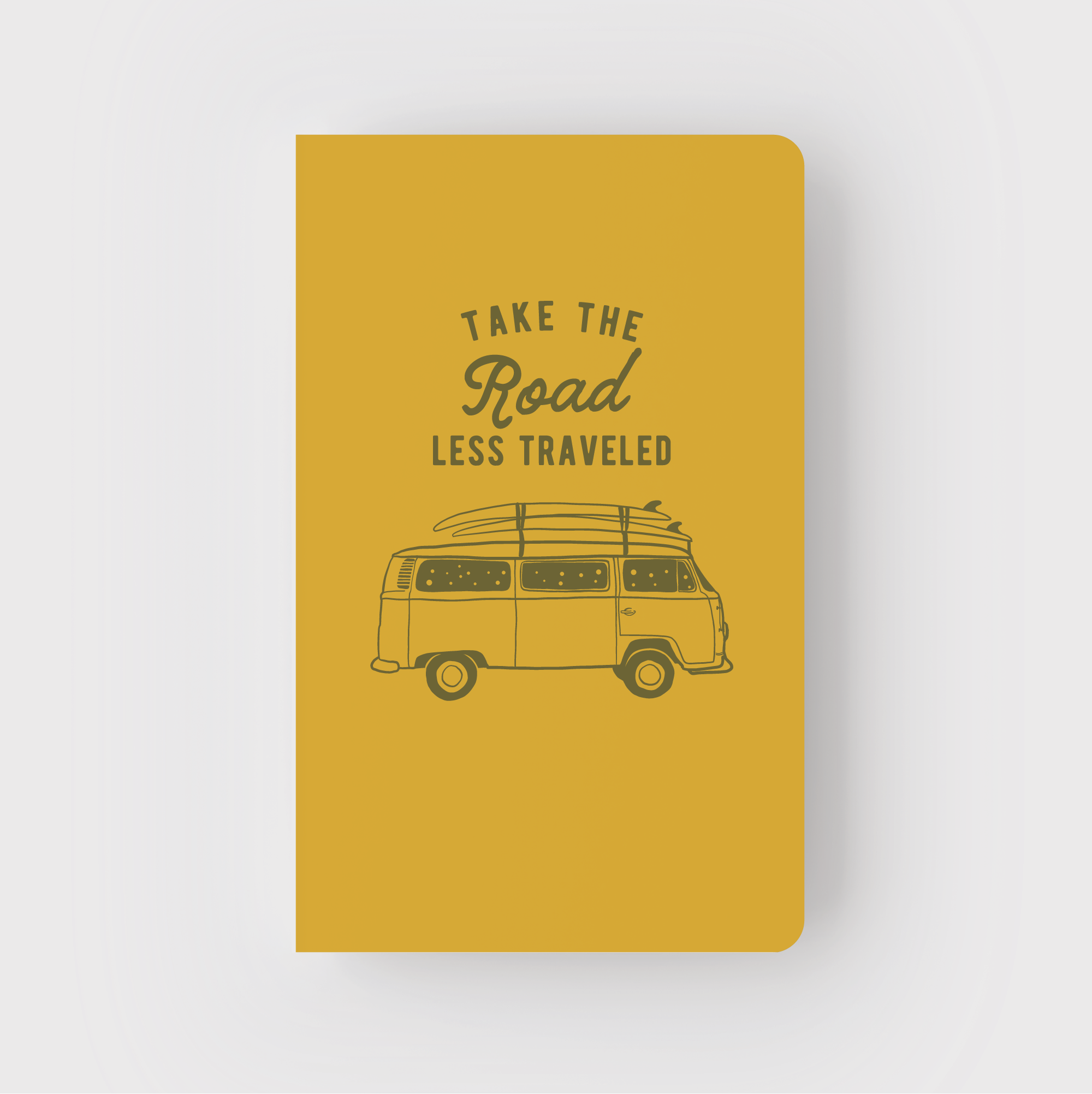 Van Road Less Traveled Notebook by Pike Street Press, with a textured cover and lined pages, ideal for journaling or note-taking.