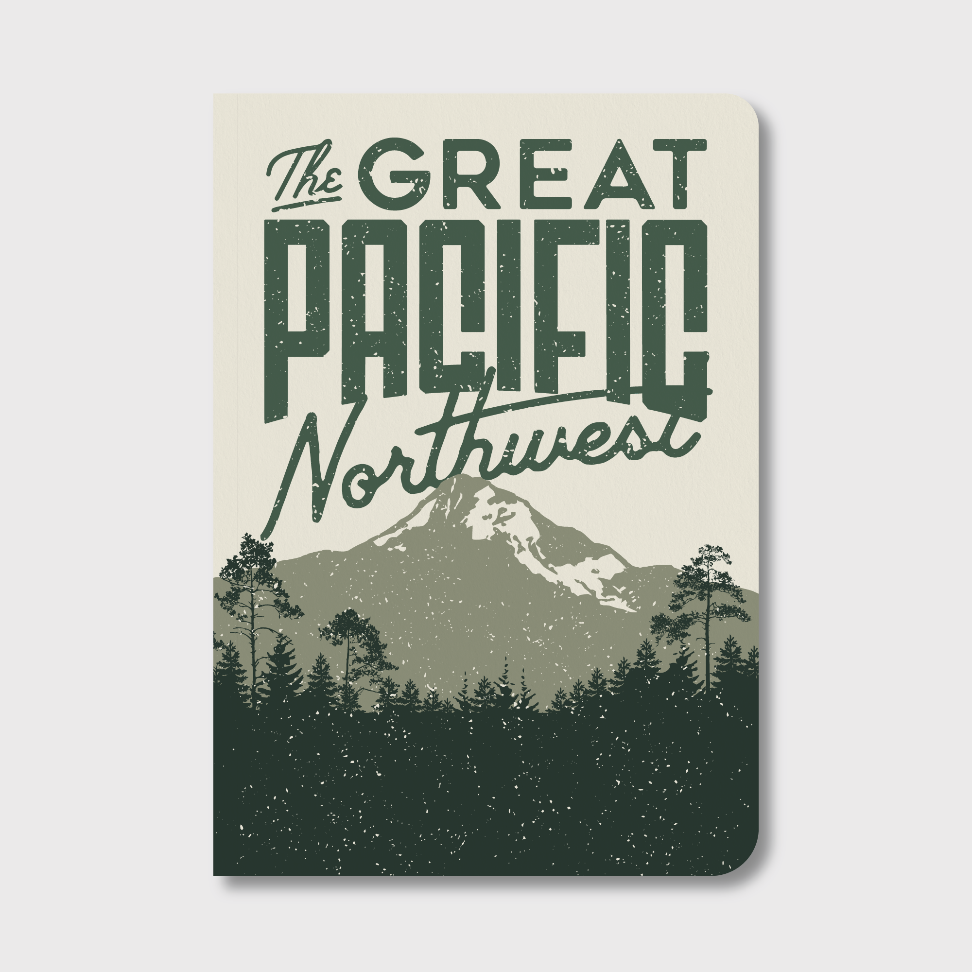 Pike Street Press The Great PNW Notebook with mountain and forest cover design, ideal for journaling and note-taking.