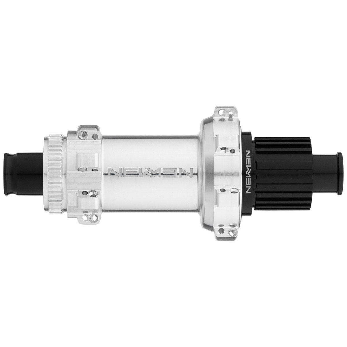 Rear fade MTB hub by ZEITBIKE from NEWMEN, showing black metal hub with detailed spokes and branding for mountain bike cycling.