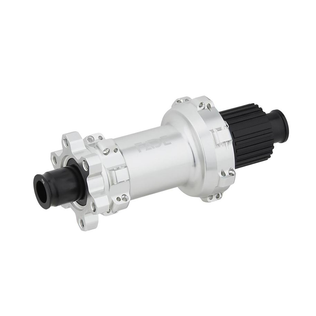 Rear fade MTB hub by ZEITBIKE, featuring a sleek black design with detailed spokes and mounting flange for mountain bike wheels.